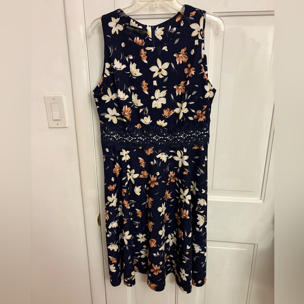 Floral Navy Midi Dress